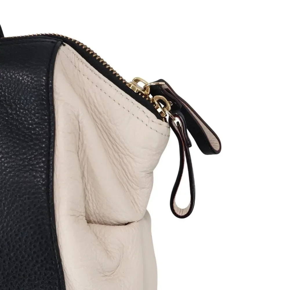 Kate Spade Ollie Magnolia Park Two Tone Leather Black Cream Handbag Satchel